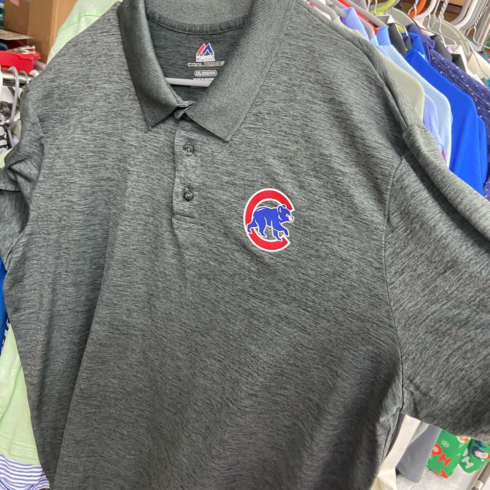 Majestic Gray Polo Shirt with Team Logo